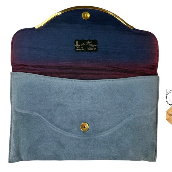 Toni Hush Puppies Vintage 80\'s-90\'s Super Suede Pigskin Leather Clutch Blue NWT